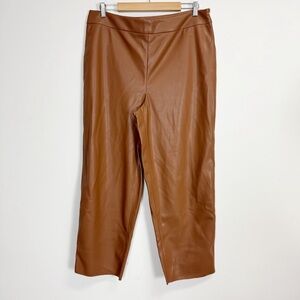 Girl with Curves Pants Womens 16 Tan Faux Leather Side Zip
